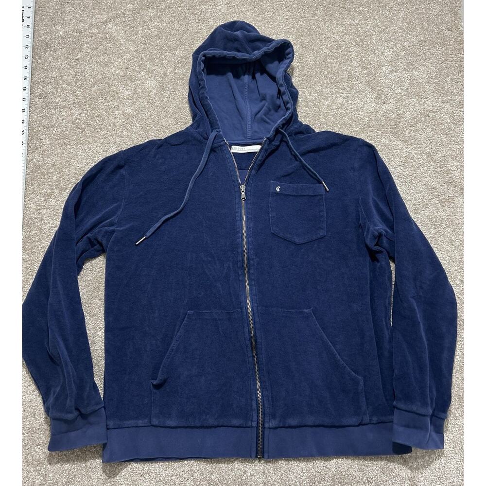 Criquet‎ Men’s Large Full Zip Terry Cloth Hoodie Sweatshirt Navy